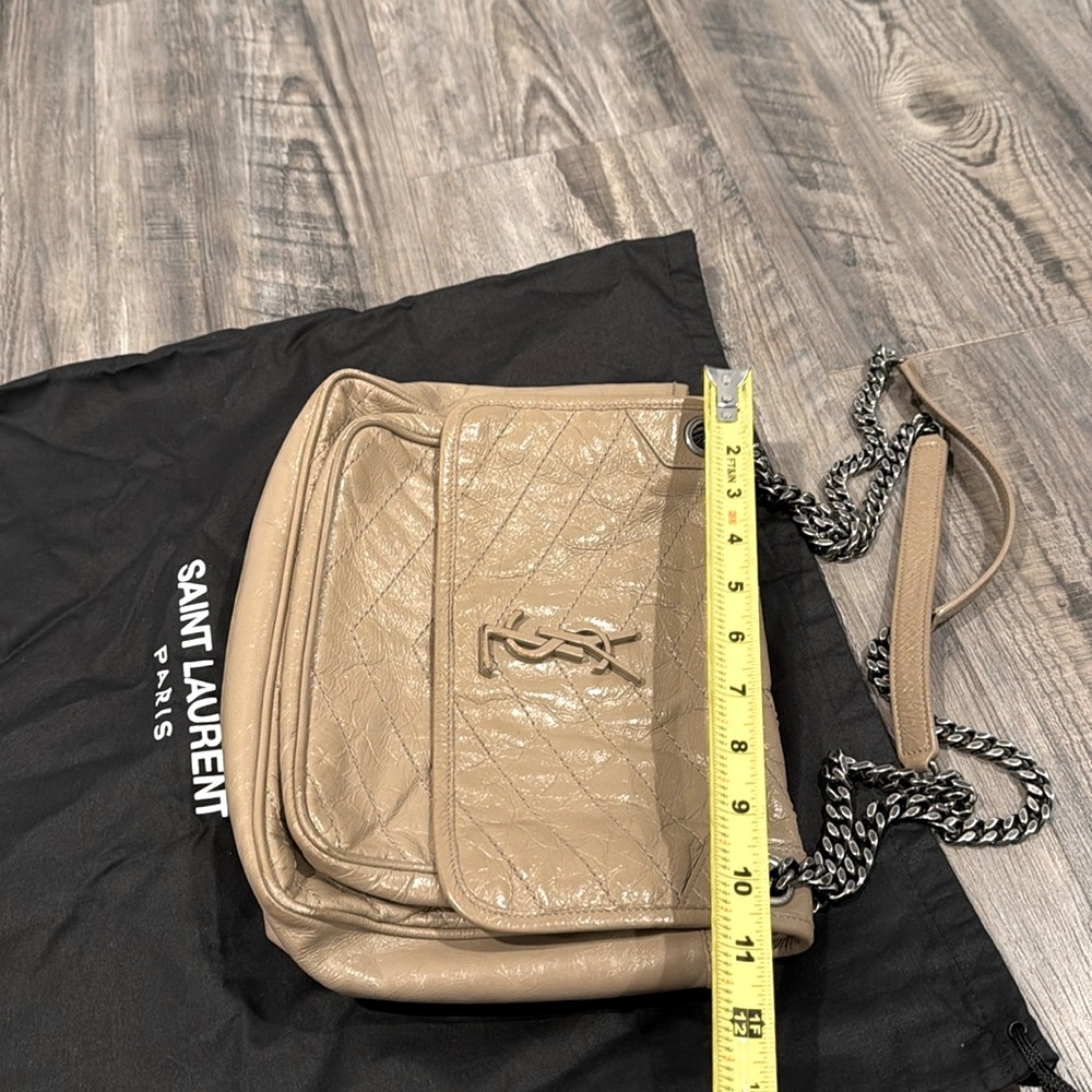 YSL Saint Laurent NIKI Medium Chain Flap Bag Matelasse Neutral Leather Handbag - Picture 7 of 16